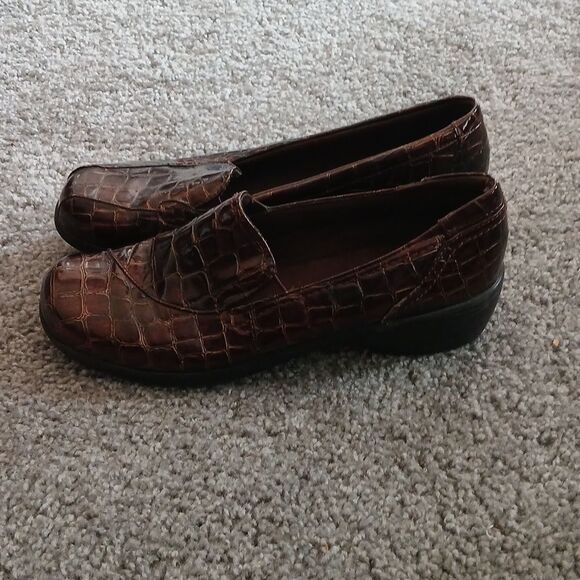 Clarks Women’s Loafer Bendables 64895 croco accent brown  Sz 9 EUC - Picture 3 of 7
